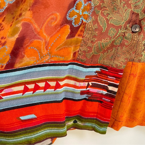 Vintage Patchwork‎ Art-to-Wear Hooded Jacket, Maximalist Chico's Travelers - Picture 9 of 14